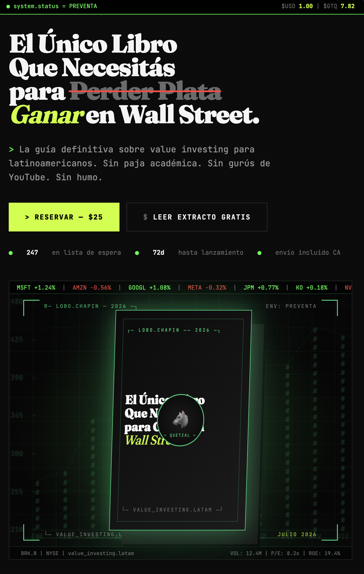 Editorial landing — hero section
